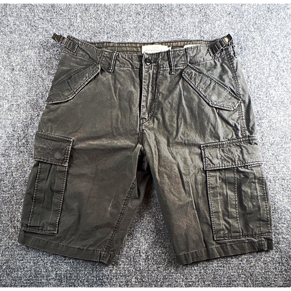 H&M L.O.G.G. Men's Regular Fit Heavyweight Military Cargo Shorts Grey - Size 34